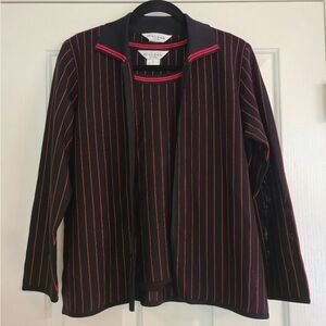 Misook 2 Piece Sleeveless Top & Jacket Coordinating Set Stripe Size Petite Large